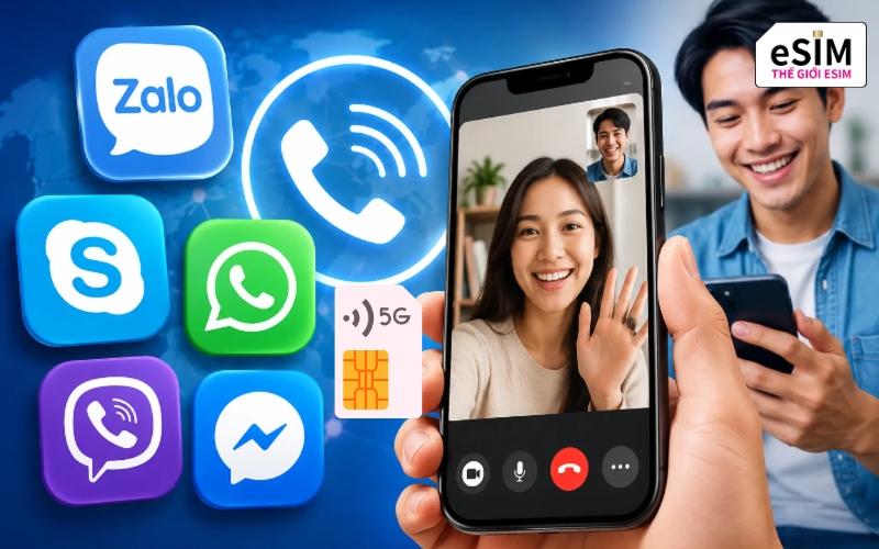 Dù không nghe gọi truyền thống, eSIM data vẫn giúp liên lạc qua Zalo, Messenger mượt mà